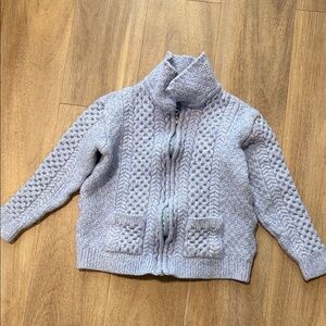 Original Aran Wool Sweater 1/2 Zipper Jumper